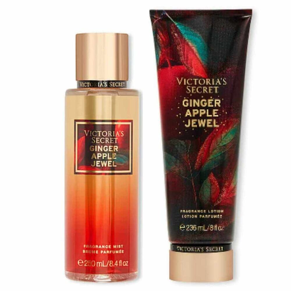 Victoria's Secret Gilded Gala Ginger Apple Jewel Fragrance Lotion and Mist Set